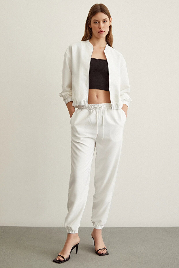 basic Set de trening alb material elastic - 4