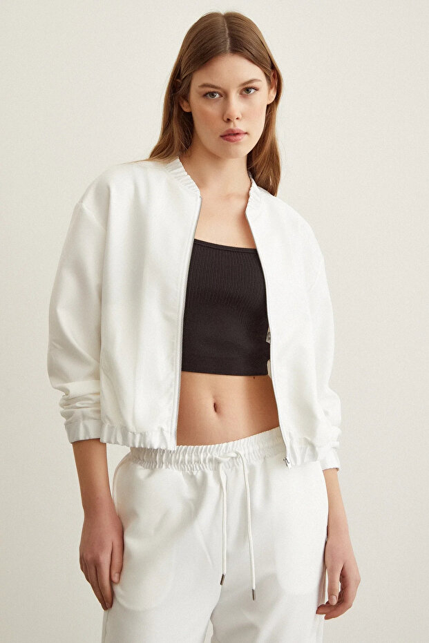 basic Set de trening alb material elastic - 1