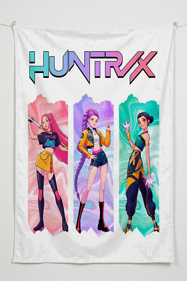 Demon Hunters Printed Wall Hanging – K-Pop Themed, High-Quality Fabric, Tapestry Wall Carpet