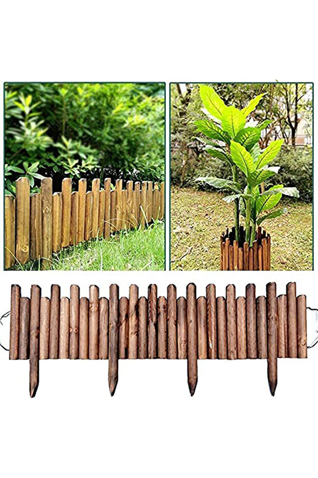 OneDcor Wooden Garden Edging Border Fence – Interlocking Carbonized Wood Panels