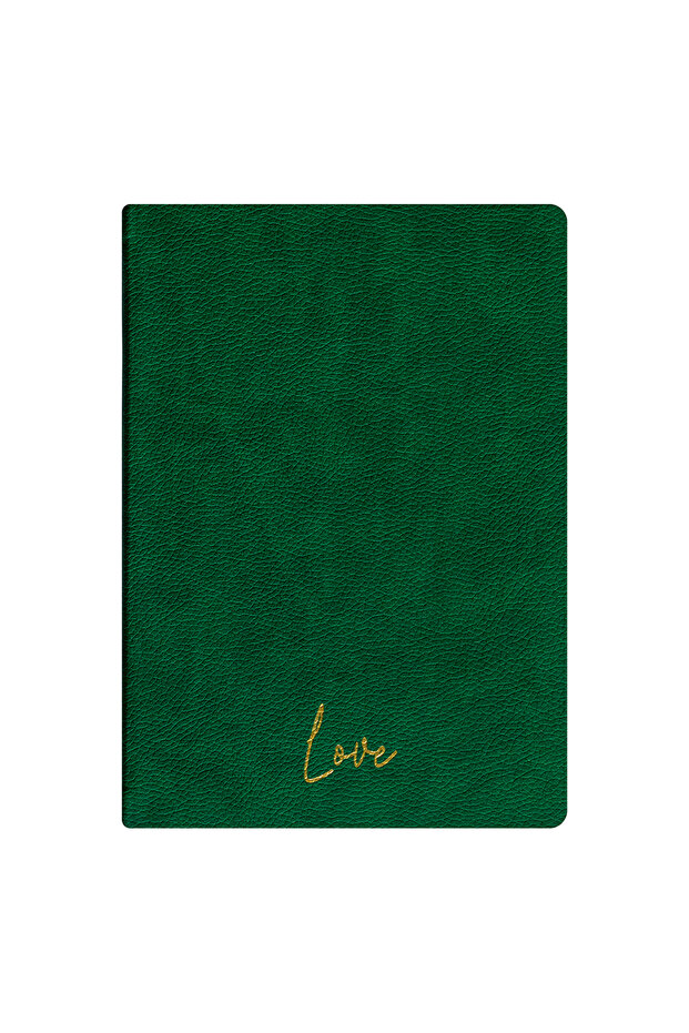 Love Notebook - Textured Thermo Hard Cover - Checkered 192 Pages – 15X21.3Cm - Green