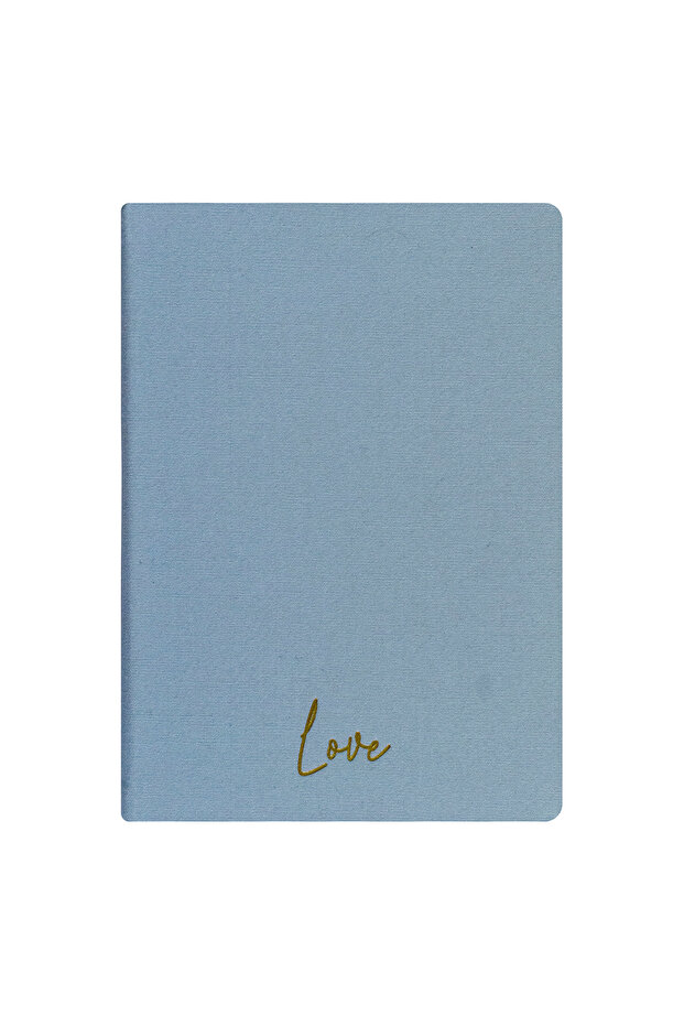 Love Notebook - Linen Hard Cover - Checkered 192 Pages – 15X21.3Cm - Ice Blue