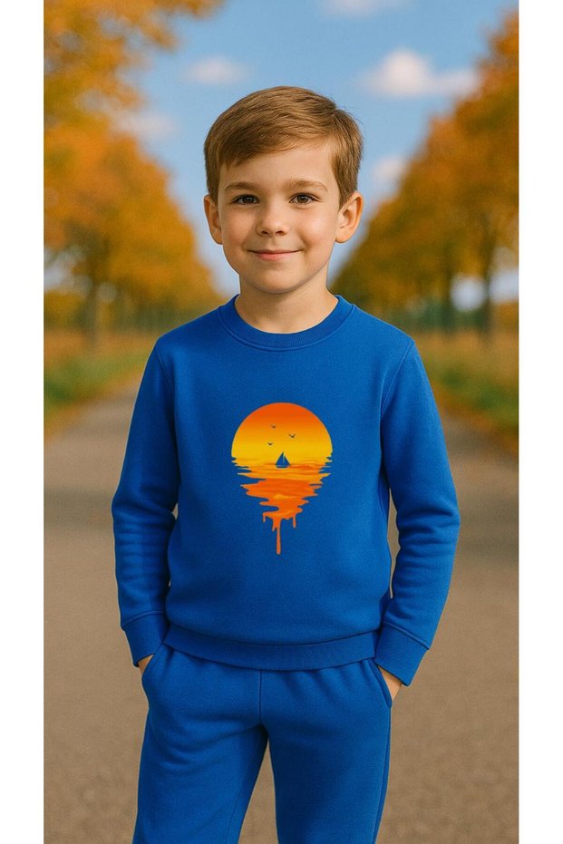 Team Sweatshirt Sunset Printed Girls Boys Crew Neck3 4-5-6-7-8-9-10-11-12Years