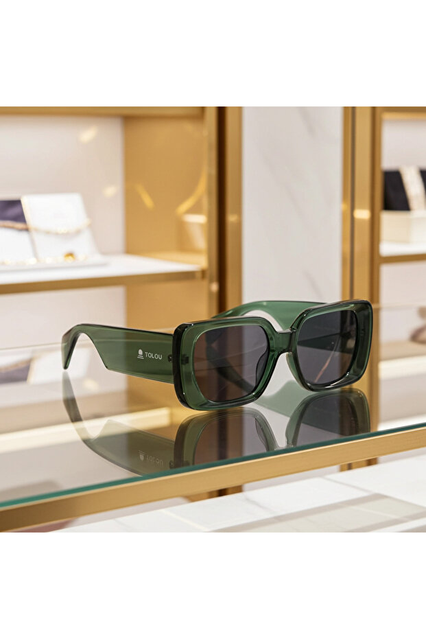 نظارات شمسية مستطيلة بإطار زمردي - 4