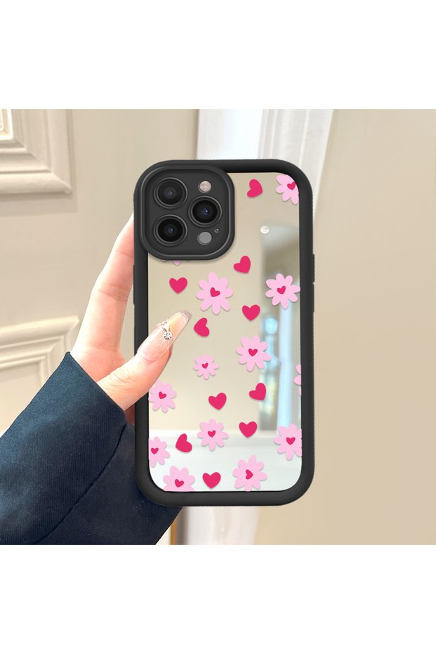 iPhone 14 Pro Max Compatible Little Flower Mirror Anti-Fall Silicone Phone Case