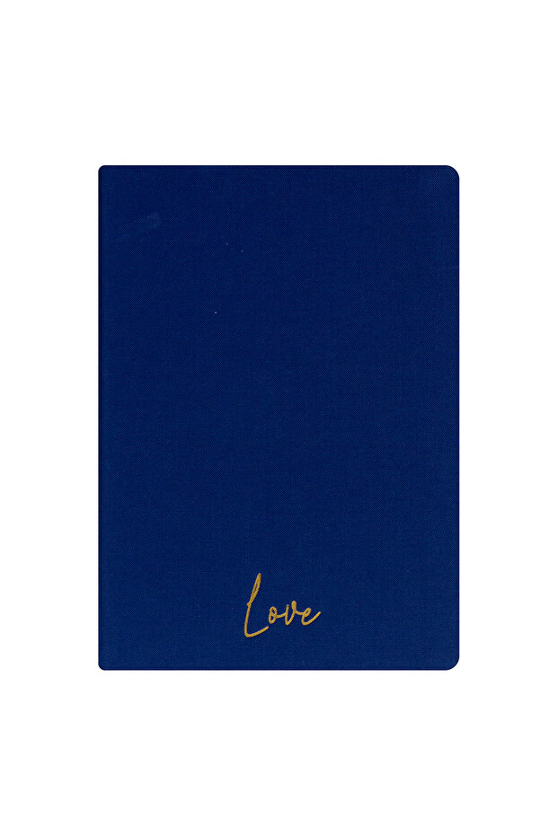 Love Notebook - Linen Hard Cover - Checkered 192 Pages – 15X21.3Cm - Navy Blue