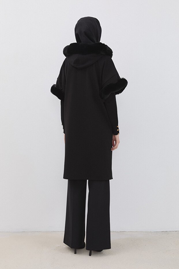 Kürk Detaylı Yelek Siyah - 3