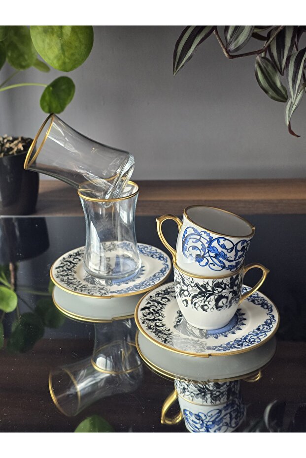 Handmade Porcelain Artemis Coffee and Tea Set for 2 People