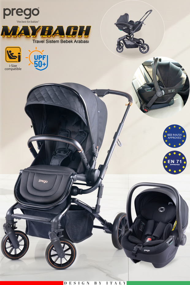 Prego Maybach İ-Size Sertifikalı Travel Bebek Arabası - UPF 50+ UV Korumalı -Yükseklik Ayarlı