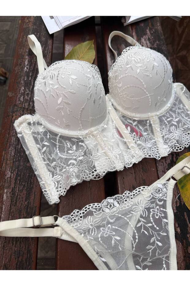 Bustier Suit Floral Print Push up with Underwire Padding