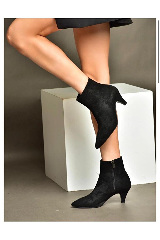 Süet Alçak Topuklu Kadın Bot - 2
