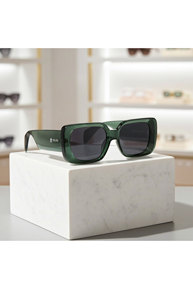 نظارات شمسية مستطيلة بإطار زمردي - 3