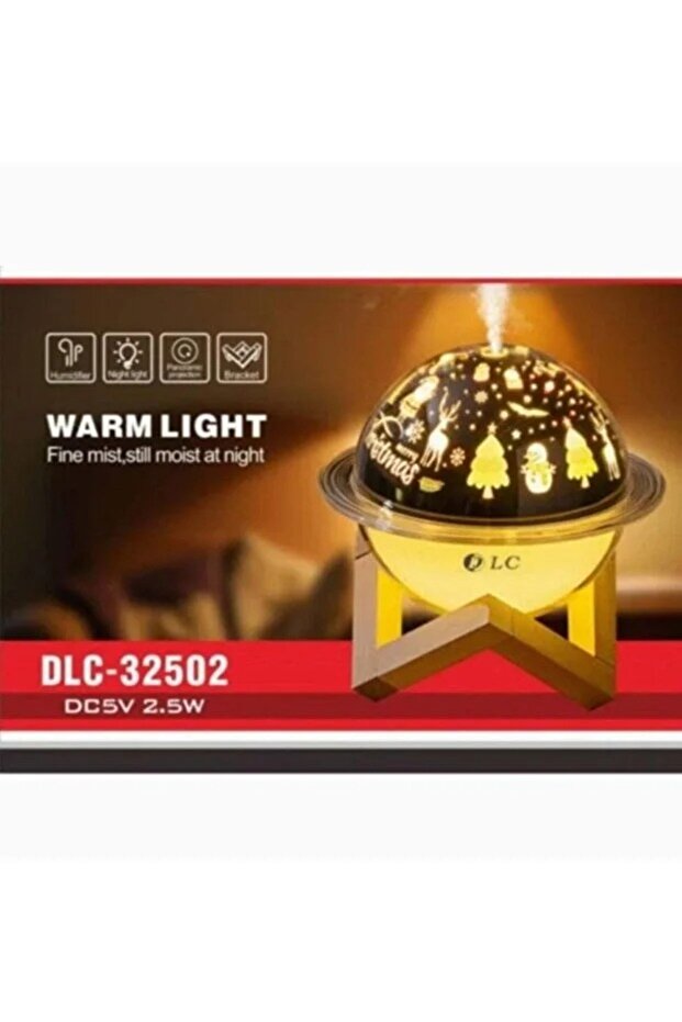 مصباح قمر وفواحة DLC-32502 قوة 2.5 واط بقاعدة خشبية مرطب وإضاءة LED