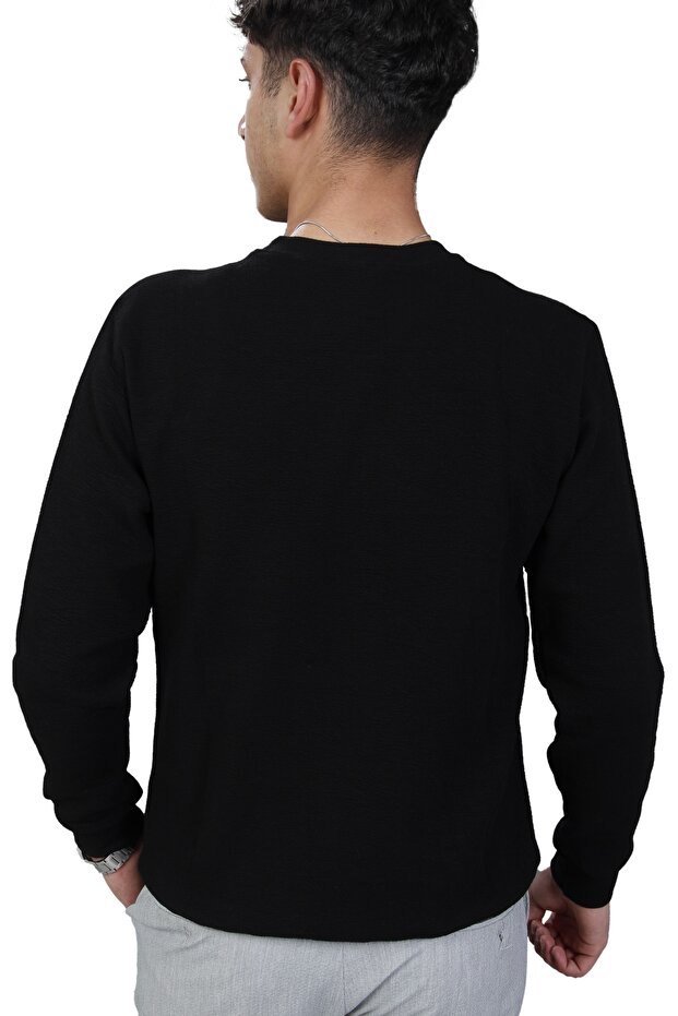 Klasik Siyah Erkek Sweatshirt - 2