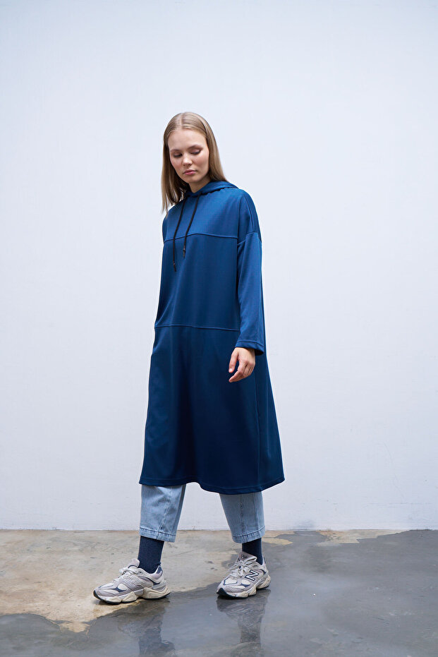 Kapişonlu Dikişli Sweatshirt - 3