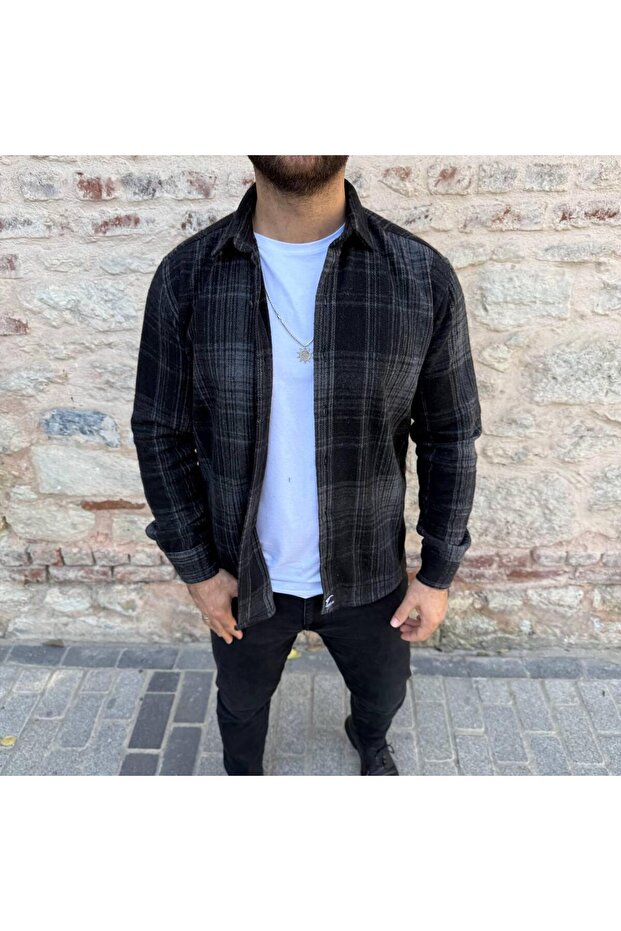 Men's Relax Fit Comfortable Cut Shirt Collar Buttoned Winter Lumberjack Shirt