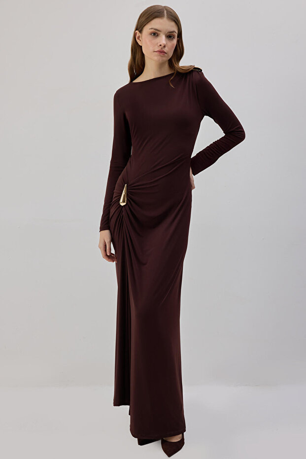 BUCKLED MAXI DRESS