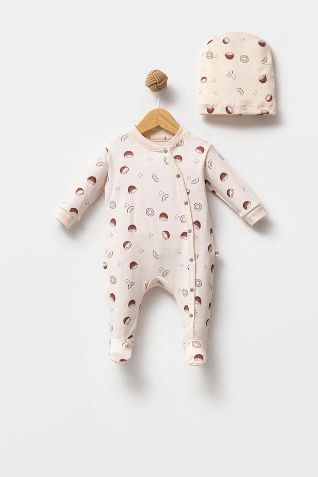 Patterned Hat Baby Romper - 1