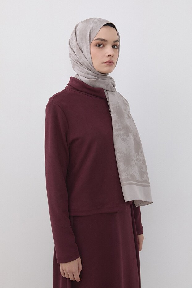 Wave Pattern Naia Cotton Shawl Light Gray