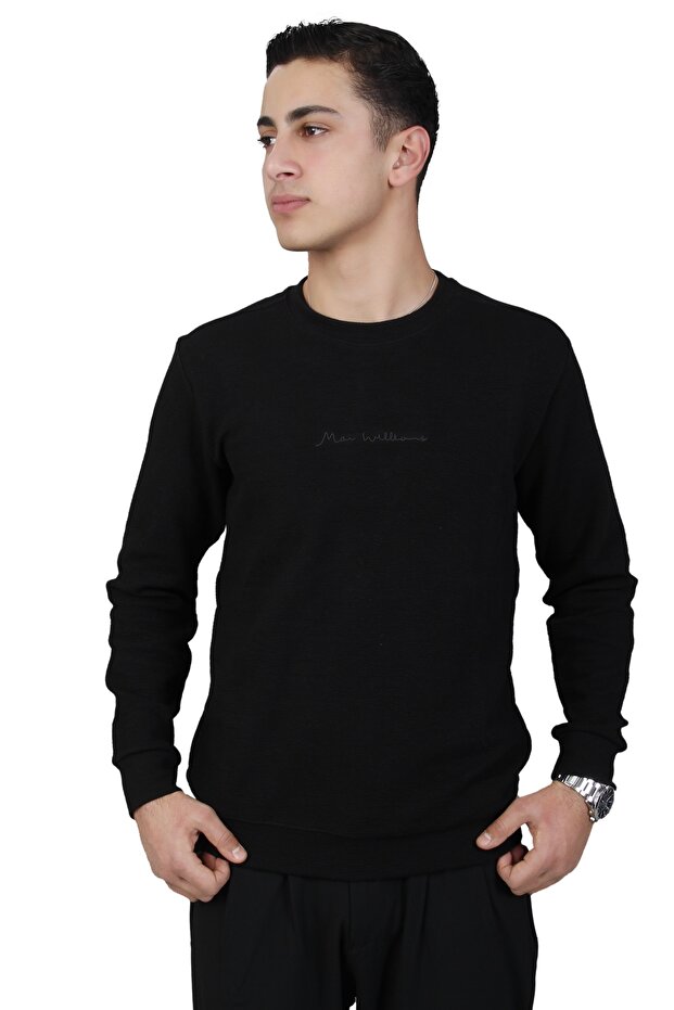 Klasik Siyah Erkek Sweatshirt - 1