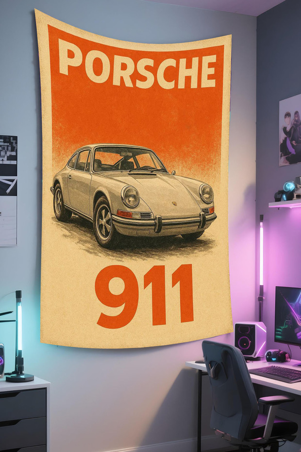 Gamer Wall Covering – Car Themed, High-Quality Fabric, Tapestry Wall Carpet