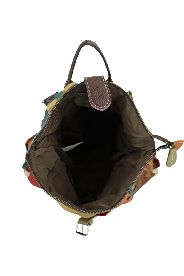 Rucsac dama piele naturala patchwork multicolor - 3