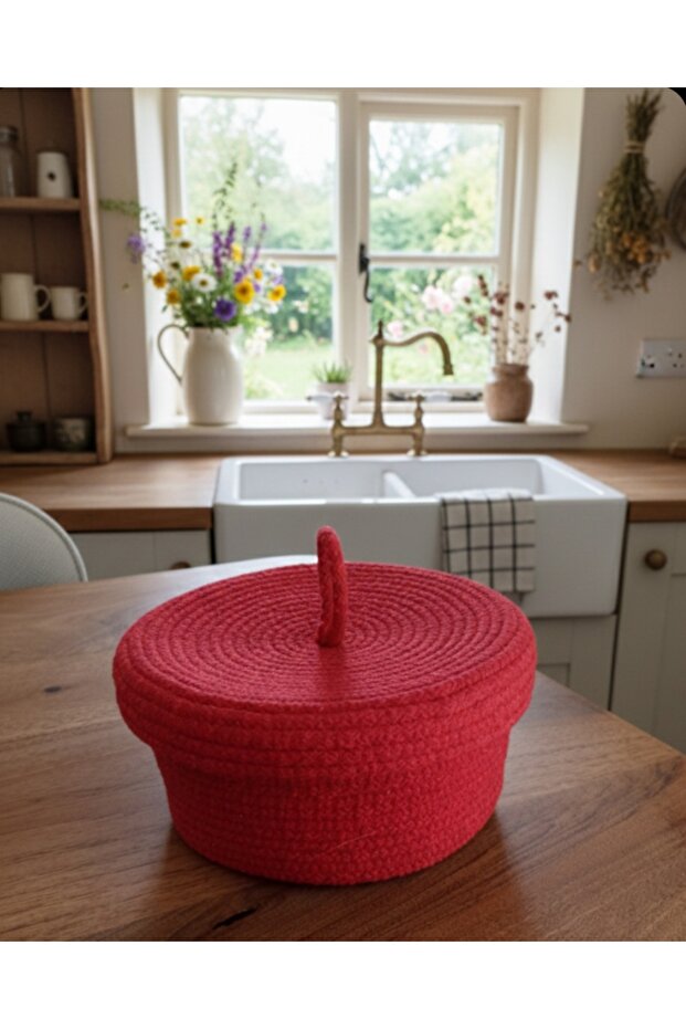Handmade Basket with Lid Multi-Purpose Organizer Basket