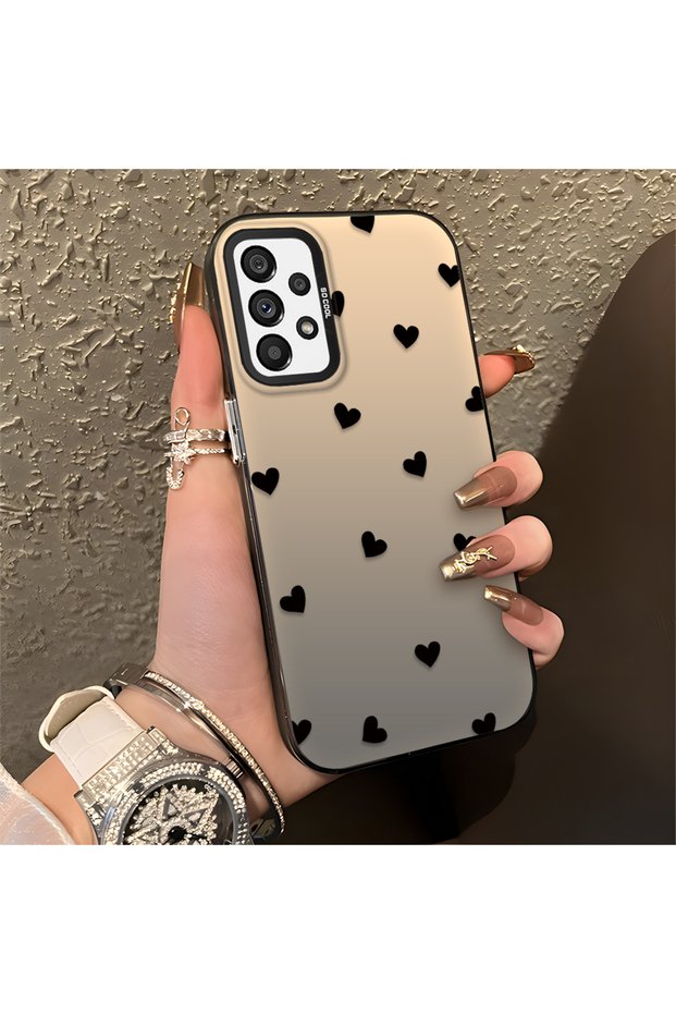 Samsung Galaxy A73 Compatible Silicone Edge Hard Back Anti-Fall Case Heart Patterns