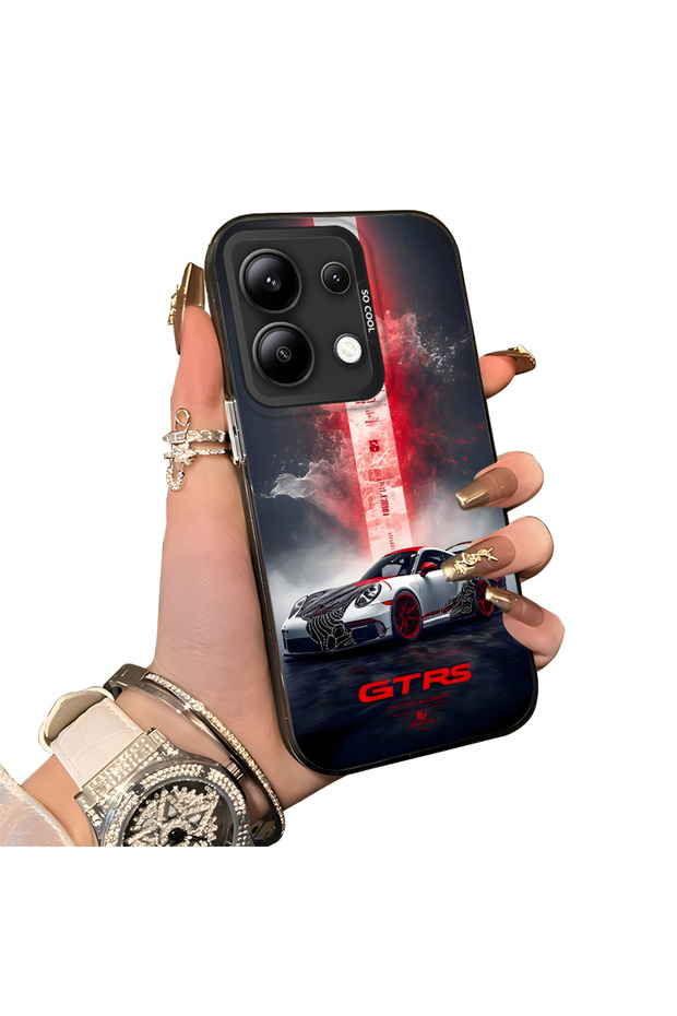 Xiaomi Redmi Note 13 Compatible Silicone Edge Hard Back Anti-Fall Case Racing Car Style
