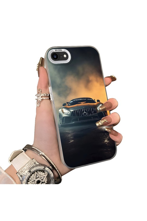 iPhone 7/8/Se 2020 2022 Compatible Silicone Edge Hard Back Anti Fall Case Racing Car Style