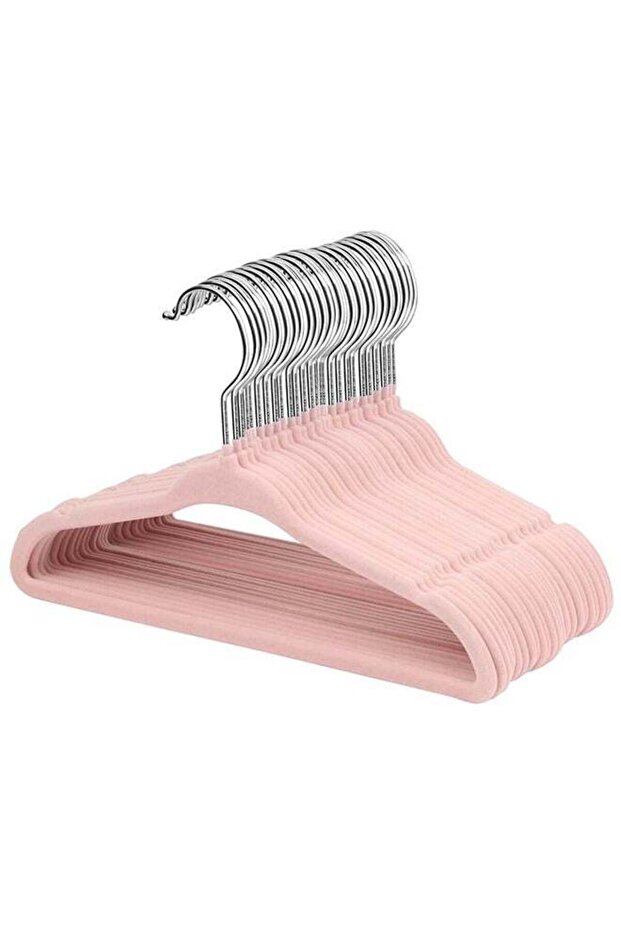100-Piece Velvet Non-slip Suit Clothes Hangers, 360° Rotating Hook Pink