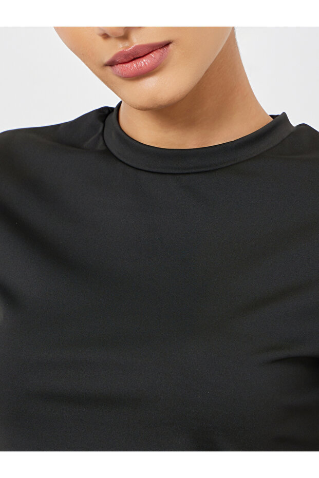 Solid Crop Top and Drawstring Loose Pants Set - 3