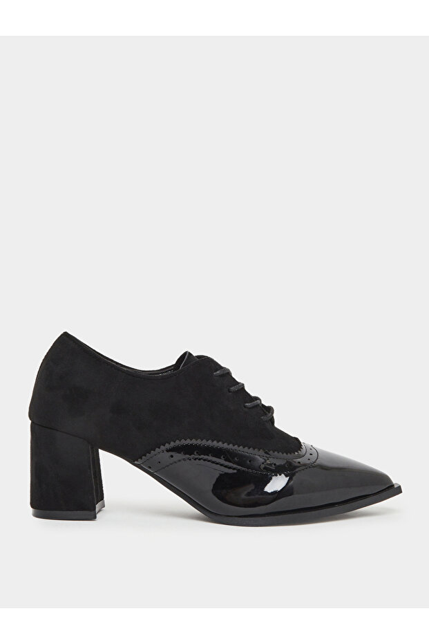 Women Black Lace Up Oxford Shoes