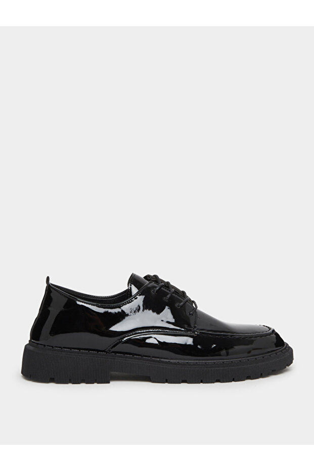 Men Black Patent Leather Formal Oxford Shoes
