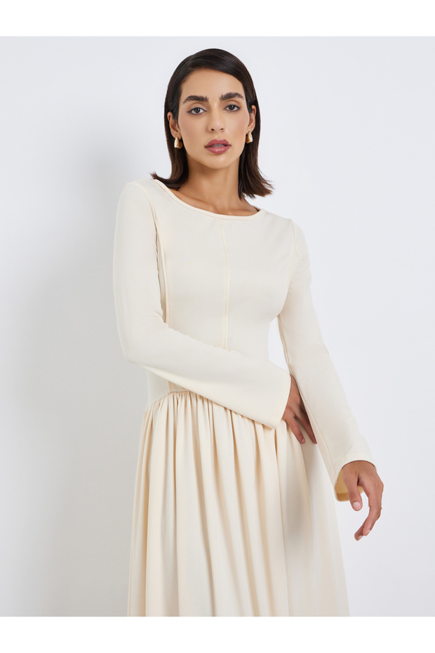 Solid A-line MAXI Dress - 3