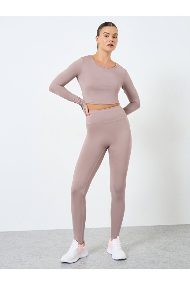 Back Twist Peep Detail Crop Top and Leggings Set