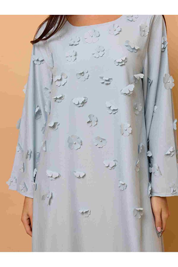جلابية أنيقة مزينة بزهور ثلاثية الأبعاد - 2