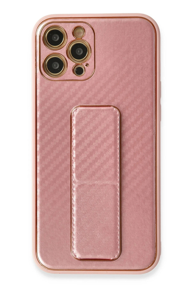 Mtxdpn iPhone 12 Pro Case Coco Carbon Cover with Stand (221700) - Pink