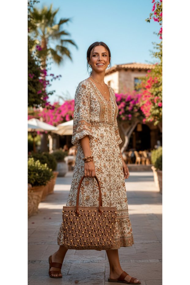 Straw Bag/ Straw Beaded Lined Bag