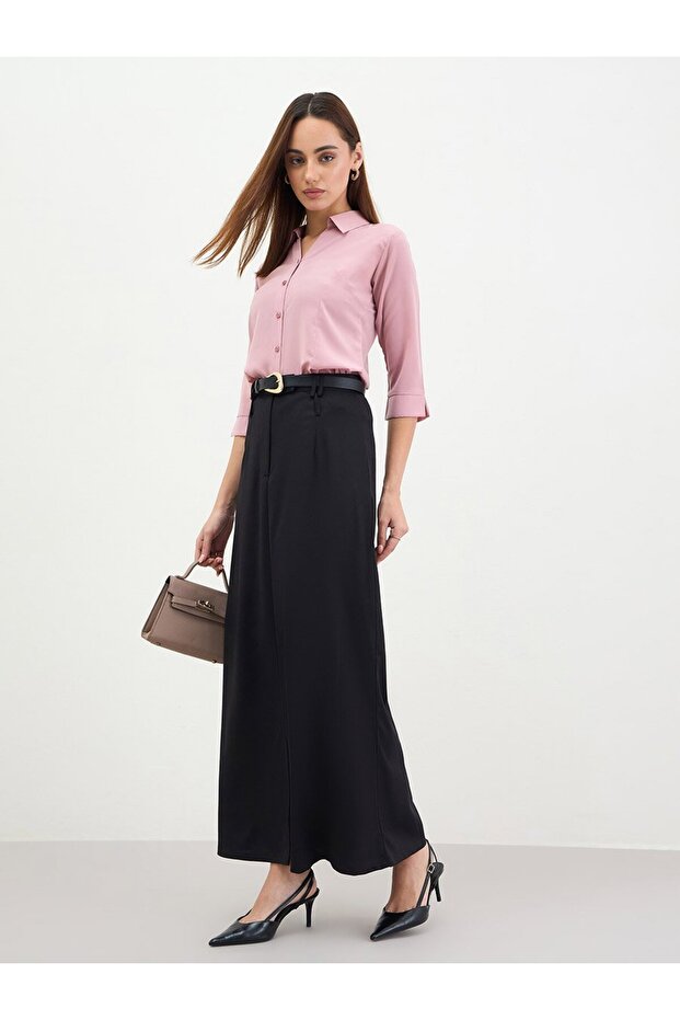 Women Solid Tailored Maxi Skirt