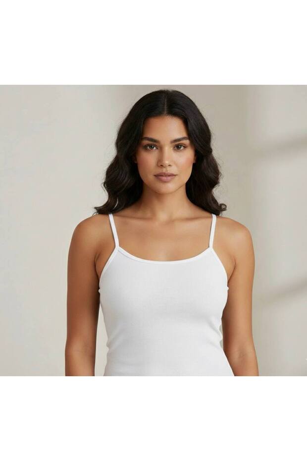 White Basic String Strap Tank Top - 1