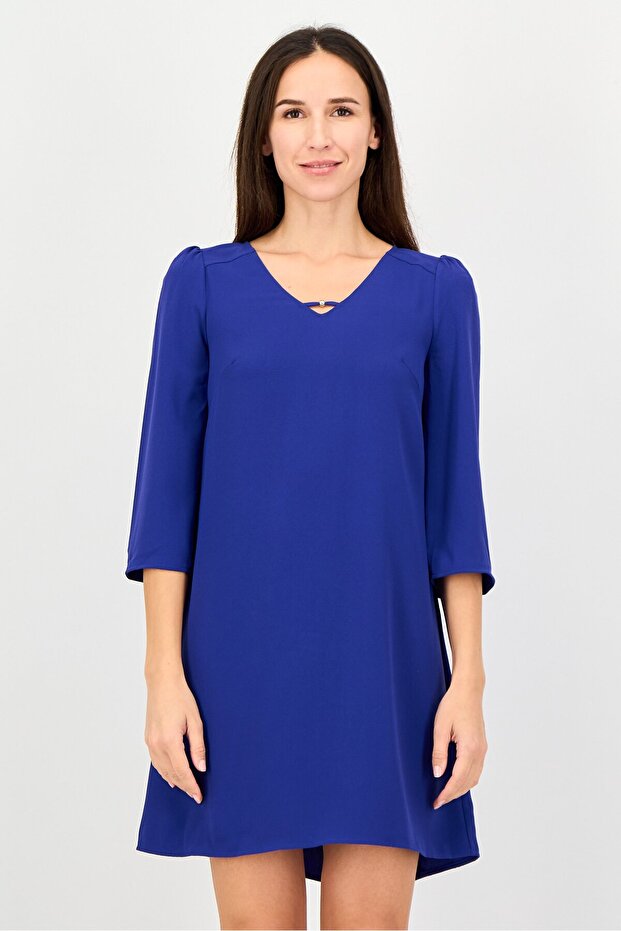 Women Plain Mini Casual Dress, Indigo