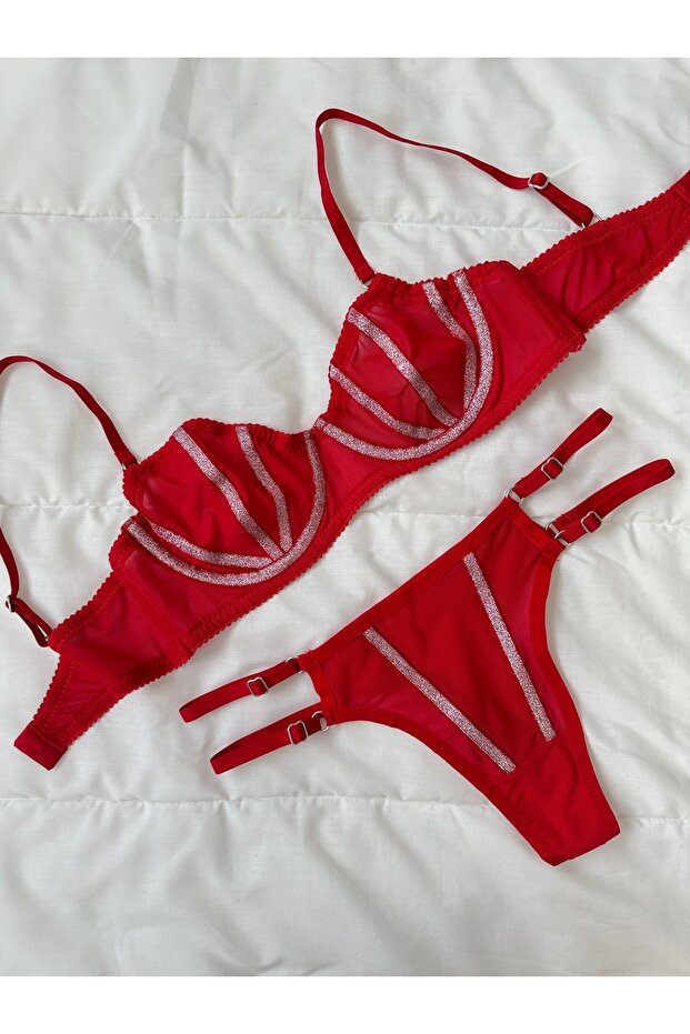 مجموعة لوري برايت باللون الأحمر الفضي - 5