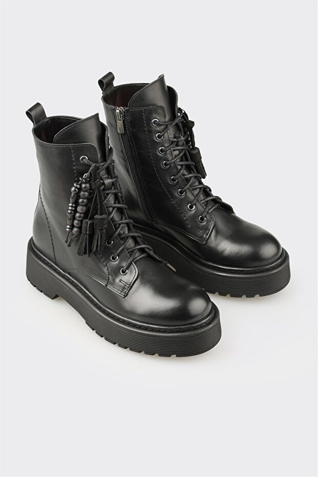 Siyah Deri Kadın Günlük Bot - 2