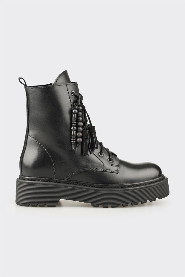 Siyah Deri Kadın Günlük Bot - 1