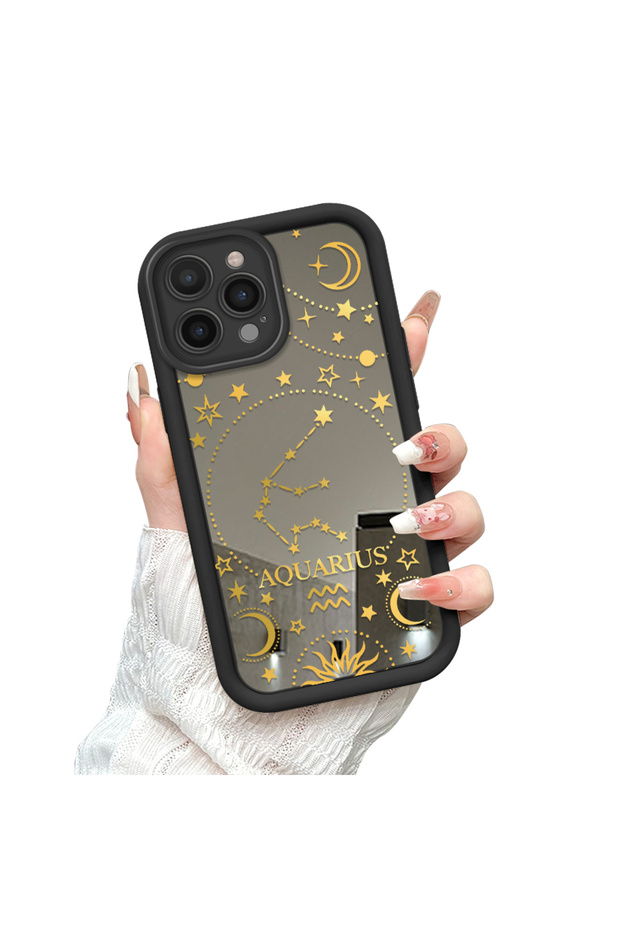 iPhone 14 Pro Compatible Phone Case Zodiac Sign Mirrored Anti-Dream Silicone Case