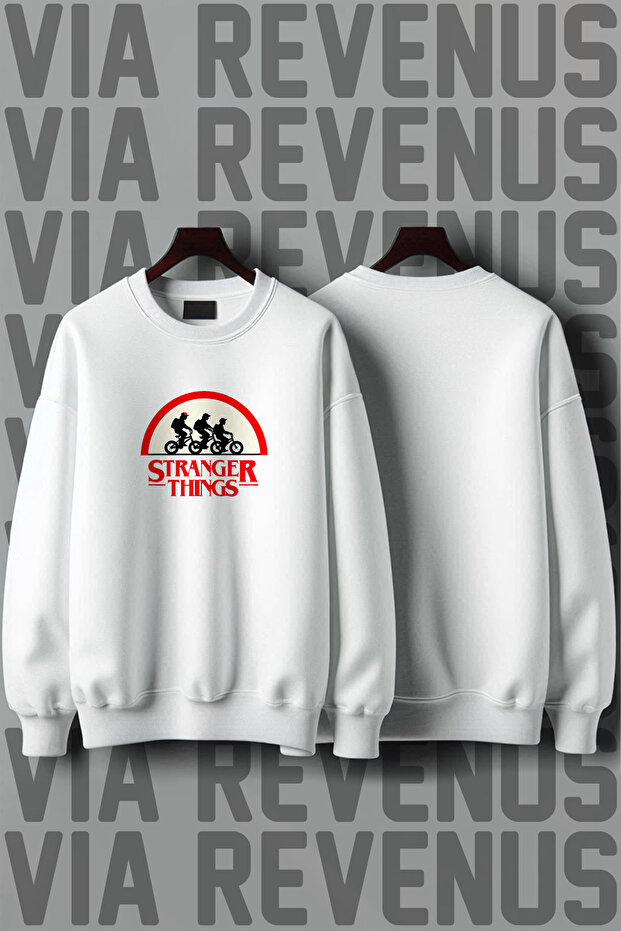 Stranger Things Printed Crew Neck 3 Thread Ş Fleece-Lined Sweatshirt