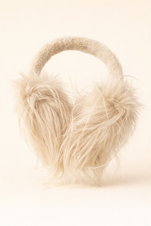 Children's Ear Furry Headphones Beige