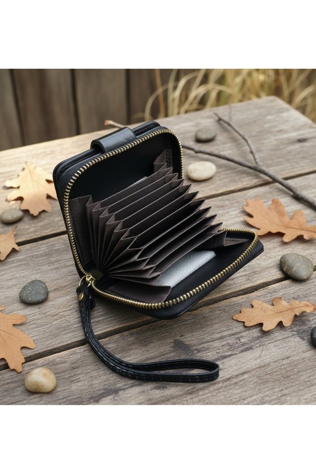 Women's Imported Leather Hand Portfolio and Accordion Credit Card Holder Wallet