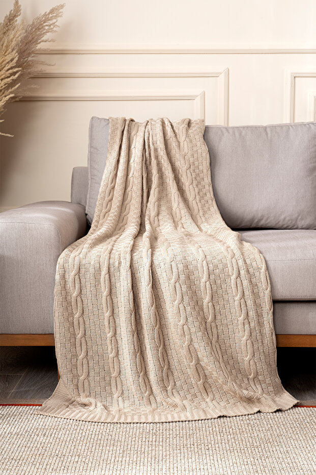 Mendi Beige Acrylic Throw Tv Blanket 130X170 2532